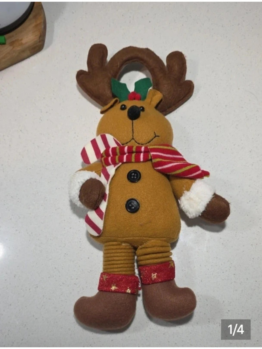 Christmas Reindeer Stocking Holder with Candy Cane
